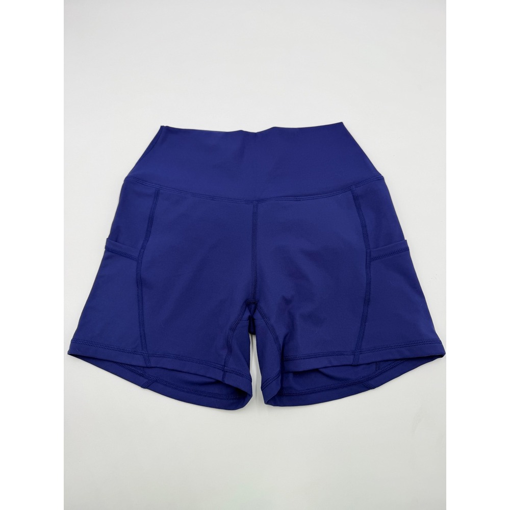 Curves N Combatboots Royal Blue Scrunch Butt Athletic Shorts Pockets Medium